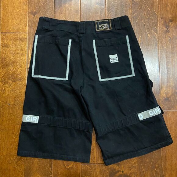 Marithe Francois Girbaud Vintage Strap Black Grey Jorts Denim Shorts Mens 34 - Picture 5 of 9